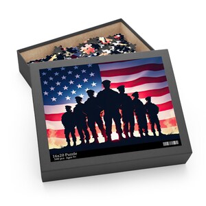 Guardians of Freedom Puzzle | Patriotic Military Artwork | American Flag Tribute | Honoring Service Puzzle