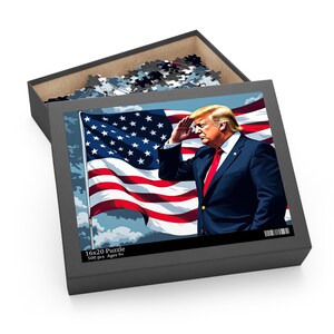 Honor and Glory Puzzle | Patriotic Leadership Artwork | Saluting American Flag Puzzle | Inspirational Tribute