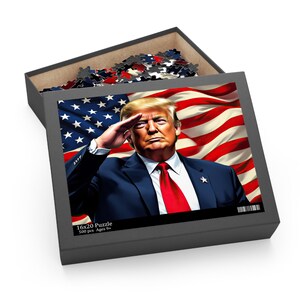 Salute to Freedom Puzzle | Patriotic Presidential Artwork | American Flag Tribute | Bold Leadership Design