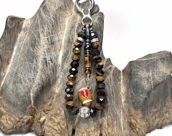 Football Keychain | Ravens | Tiger's Eye Purse Phone Charm |  Winner’s Accessory | Gift One-of-a-Kind