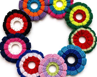 Large Crochet Scrunchie | Colorful Hair Tie