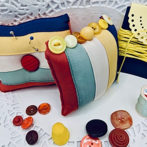Two(2) Hand Made Pincushions-One of a kind Pin Cushions-Vintage Sewing Notions-Quilters Gift-Gift for a Quilter-Gift for Mother&#39;s Day