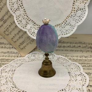 Folk Art Pin Cushion-Fiber Art Egg-Purple and Aqua Pincushion-Hand Made One of a kind Pincushion-Gift for Sewing Buddy-Gift for a Quilter