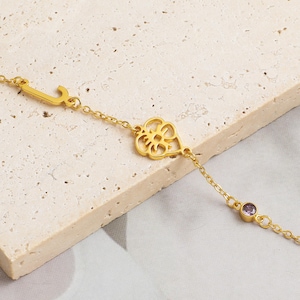 Idea de regalo con significado: Joyas con piedra de nacimiento y flor de nacimiento personalizada, collar personalizado, collar con flor de nacimiento, joyas con piedra de nacimiento
