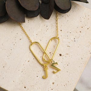 Collar con letras, collar con clip de papel personalizado, collar con nombre y alfabeto, regalo para ella, joyería para mejor amiga, joyería para mujer