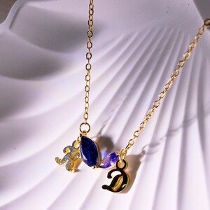 Personalisierte Birthstone Buchstabe Halskette, Birthstone Halskette mit Initiale, Benutzerdefinierte Birthstone Initial Halskette, Muttertagsgeschenk