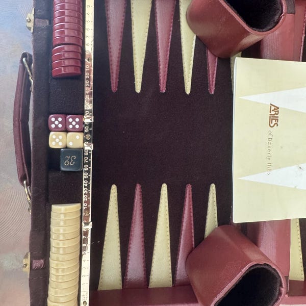 Vintage Aries traveling Backgammon set