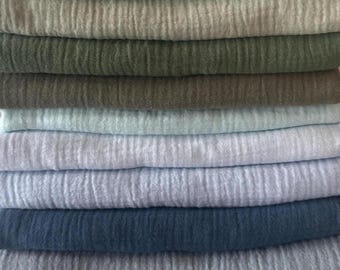 Krinklat dubbelt gasvävtyg, 100 % bomullsmuslin, mjukt bomullstyg, mjukt och andningsbart, tyg som metervara