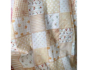 Blommigt tryckt bomullstyg på metervara, poplin med rutmönster i lantlig blommig design, gör-det-själv-sytyg för väskor, quiltning