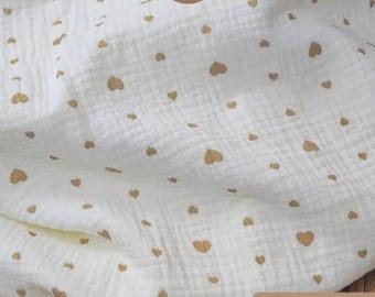 Krinklat dubbelt gasvävtyg, 100 % bomullsmuslin, mjukt och andningsbart tyg, tyg som metervara, mjukt tyg för babykläder