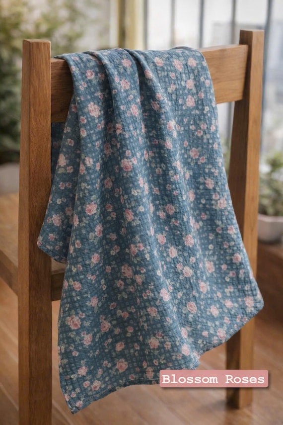 Crinkle Double Gauze Fabric, 100% Cotton Muslin, Soft Cotton Fabric, Floral Cotton, Soft Breathable, Fabric by the Yard, Baby, Dress, Sewing