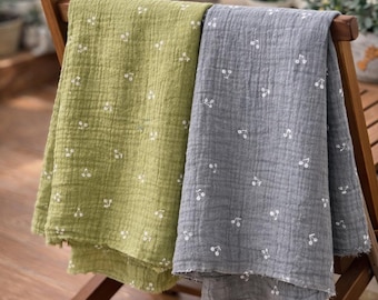 Krinklat dubbelt gasvävtyg, 100 % bomullsmuslin, mjukt bomullstyg, mjukt ekologiskt, tyg som metervara, muslintyg