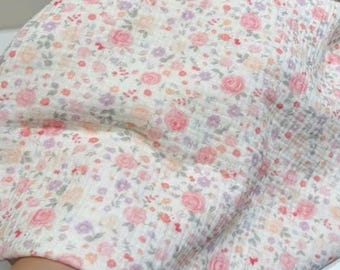 Roses Muslintyg, Crinkle Double Gauze bomullstyg, Mjukt muslin i metervara, Andningsbart klädtextil, Symaterial