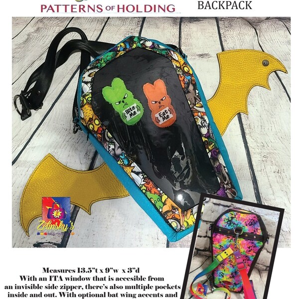 Wednesday's ITA Convertible Coffin Backpack DIGITAL PDF Sewing Pattern backpack sewing pattern diy coffin bag backpack crossbody bag purse