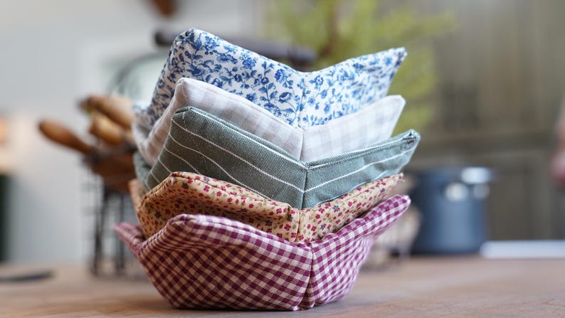 BOWL-DERS Bowl Insulator Cozy 100% Cotton Handcrafted - Microwavable Premium Quality - Large Extra Thick Cotton Insulator