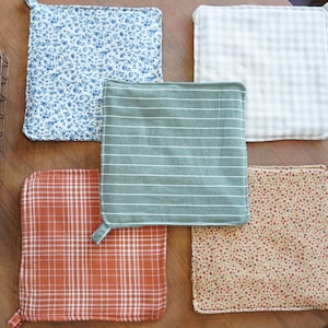 Cotton Pot Holders - Functional Heat Protection for Your Kitchen - 100% Handmade