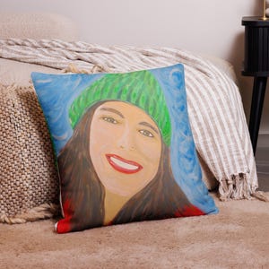 Christmas Throw Pillow – Seasonal Portrait Art Cushion by Todd Baker