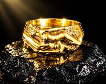 Handmade Sterling Silver Lesbian Ring: Two Woman Lovers Oxidized Band,Personalized Ring Gift