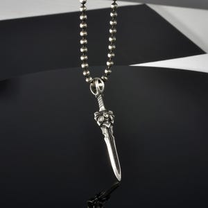 Oxidized Sterling Silver Sword Pendant: Gothic Mens Necklace