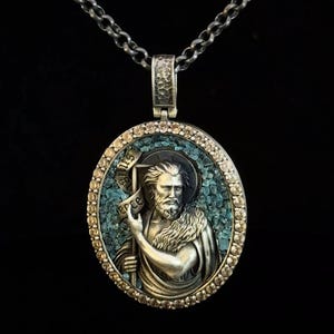 Handmade Sterling Silver Mosaic Christian Necklace - Religious Jewelry