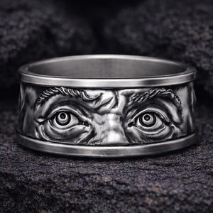 Handgemachter Benjamin Franklin Eyes Ring: 925 Sterling Silber Unisex Schmuck