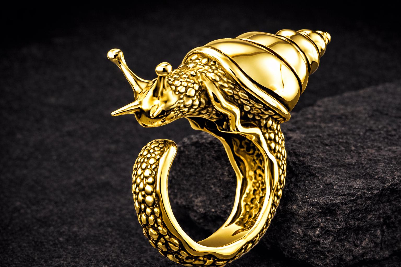 Snail Shell Rings Handmade Snail Shell Ring, Sterling Silver Gold Plated, Nature Inspired ...