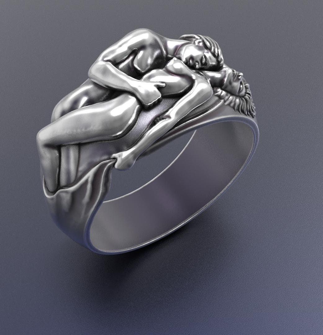 Hugging Couple Ring: Oxidized Sterling Silver Romantic Gift, Black Friday Gift, Valentines Day Gift, Darling Gift Ring, Personalized Ring