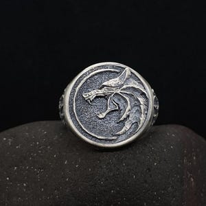 Handmade Sterling Silver Rebel Wolf Ring, Personalized Oxidized Gift, Hallowen Handcraft Jewellery