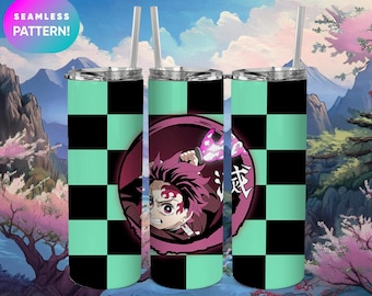 Anime Demon Slayer Tanjiro Tumbler Design, dünner 20 Unzen Tumbler Wrap (digitaler Download)