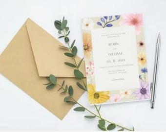 Floral Wedding Invitation Template – Editable Canva Design | Digital Download