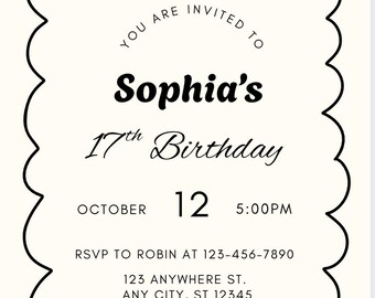 Bow 17th Birthday Invitation