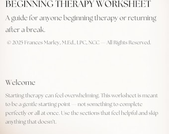 Hoja de trabajo para iniciar la terapia I Guía de reflexión para la primera sesión I PDF de bienestar I Terapeuta