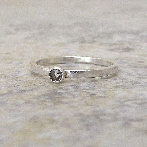 Diamond Engagement Ring Diamond Solitaire Ring Silver Diamond Ring