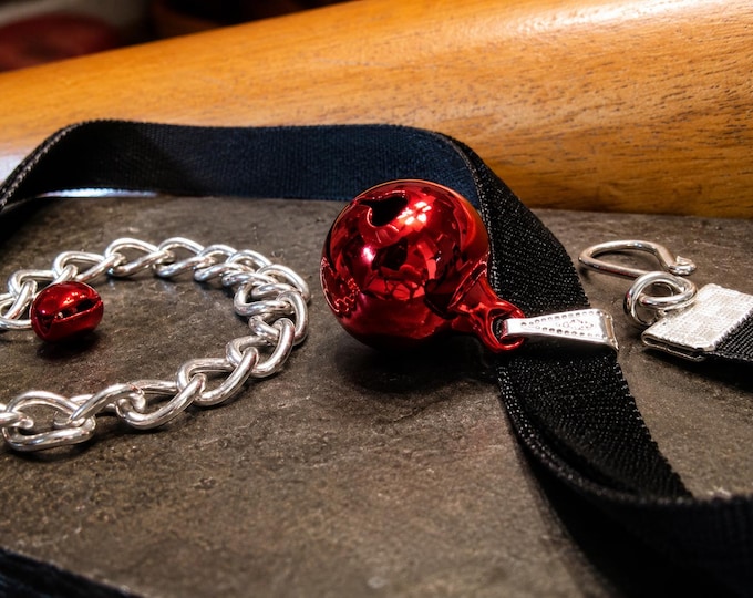 Red  Bell on Black Velvet Choker