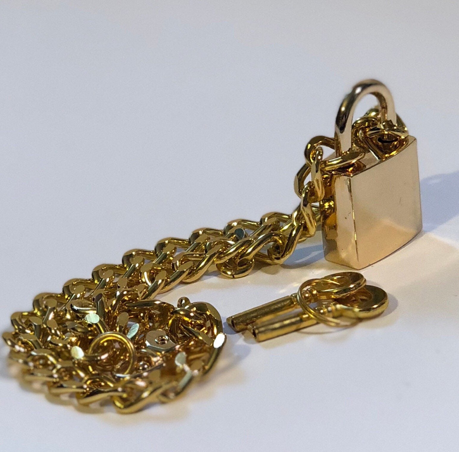 Gold Padlock Necklace, Chunky Chain Lock Necklace, Curb Chain With