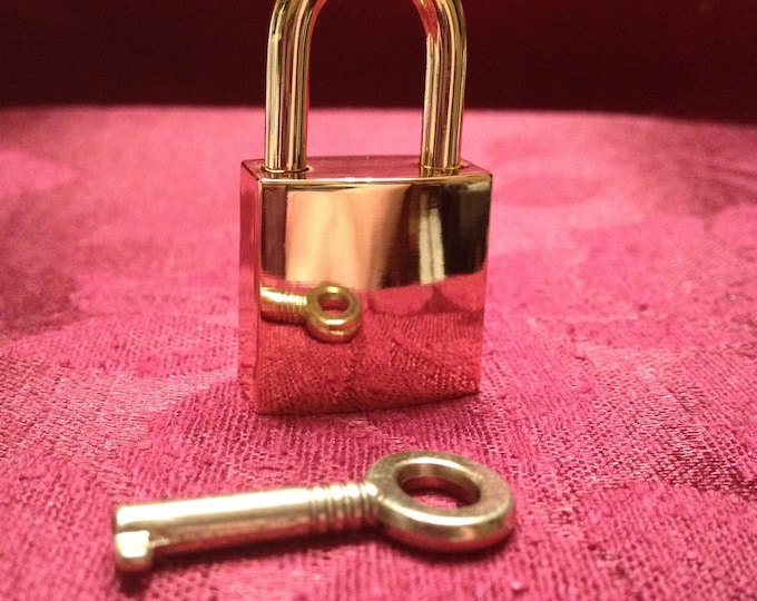 Large Gold Colored Square  Working Padlock