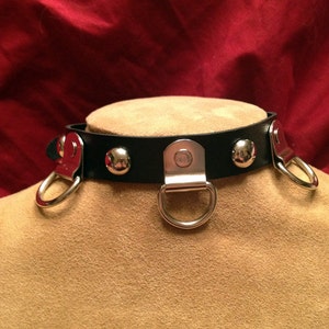 Multi D Ring Leather Collar
