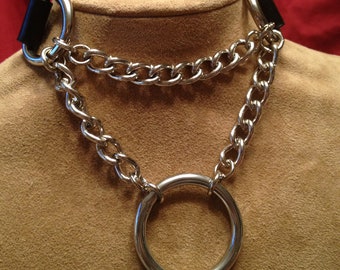 Stainless Steel Chain Collar with 1 1/2" Ring with free domestic shipping