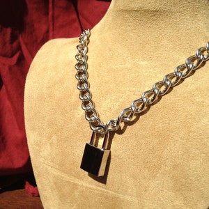 Stainless Steel Chain Necklace with Small Square Padlock