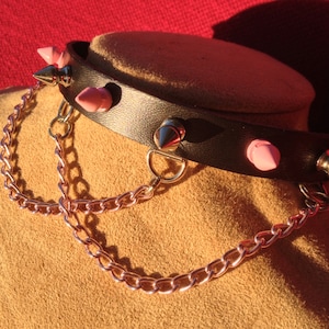 Light Pink Spiked Chain Collar