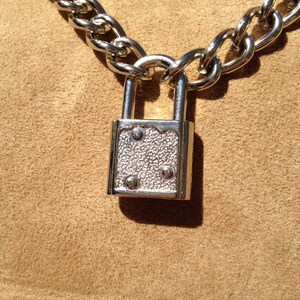 Chain Choker with Small Silver Colored Light-Weight Padlock image 4