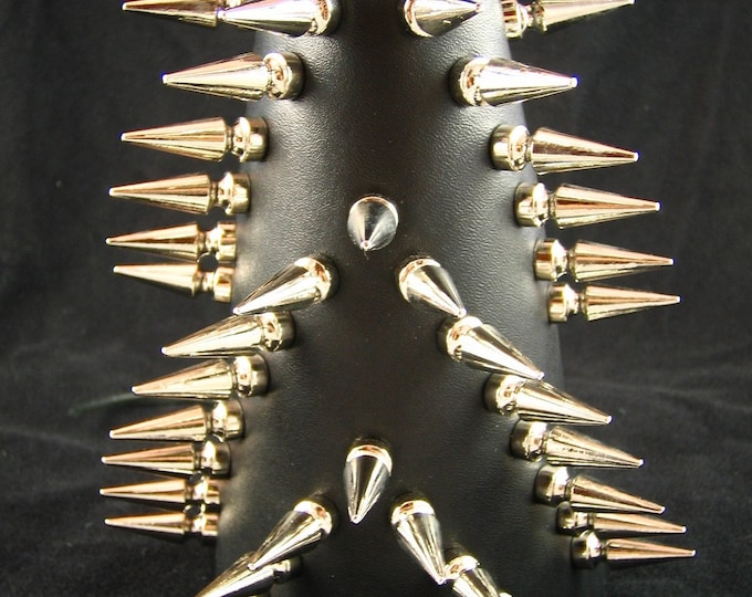 Spiked Leather Arm Guard, Punk Bracer, Gothic Gauntlet, Heavy Metal LARP Ren Faire Armor, Handmade in Texas
