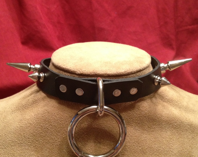 Medium Bondage Ring Collar with 1/2" and 1" spikes