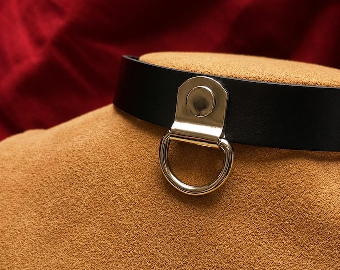 Single D Ring Leather Collar