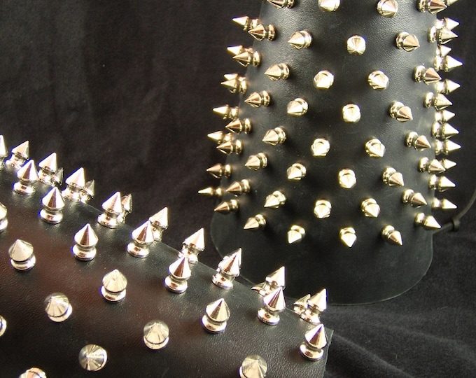 Spiked Leather Arm Guard, Punk Bracer, Heavy Metal Gauntlet, Gothic Ren Faire LARP Armor – Single or Pair, Custom Sizing