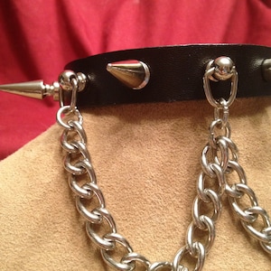 Double Chain Collar with 1&quot; Spikes