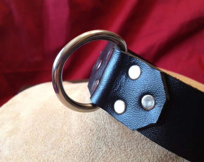 Large 1" Leather Collar with Stainless Steel D Ring