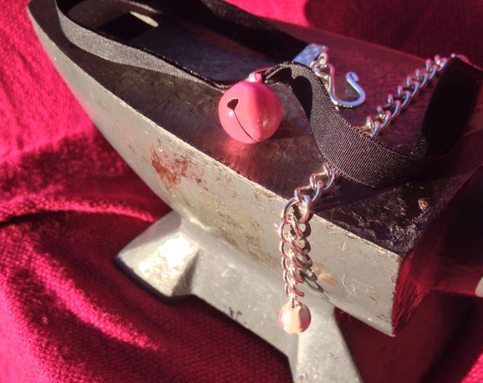 Bubblegum Pink Bell on Black Velvet Choker