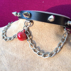 Spiked Chain Collar with Jingly Red Bell