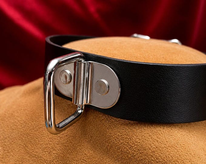 Single Square Ring Leather Collar